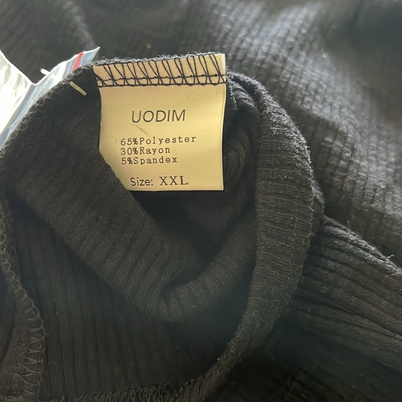 NWT Uodim Black Rib Knit Stretch Long Sleeve Henley Size XXL - Picture 4 of 4